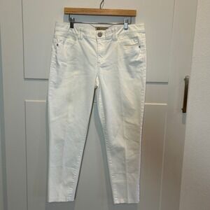 Democracy Women Size 14 White "Ab" Technology Cropped Hemmed Jeans